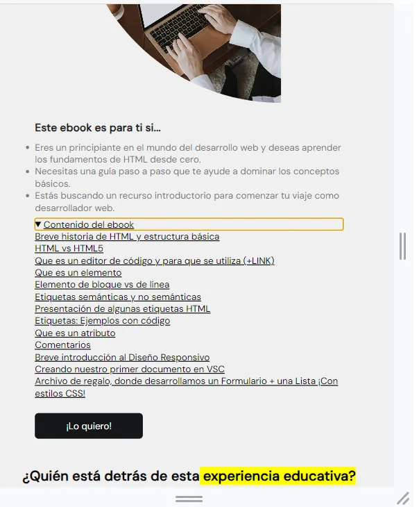 Creo tu Landing Page desde cero