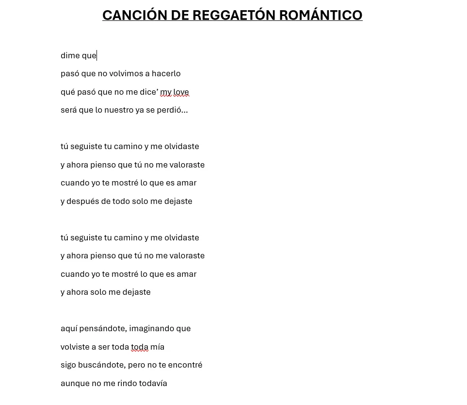 la letra de una canción para ti de cualquier género