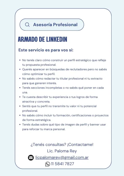Armo tu Curriculum Vitae o Perfil de Linkedin para potenciar tu búsqueda laboral
